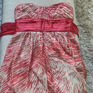 BCBG pink and white strapless dress, Size 8